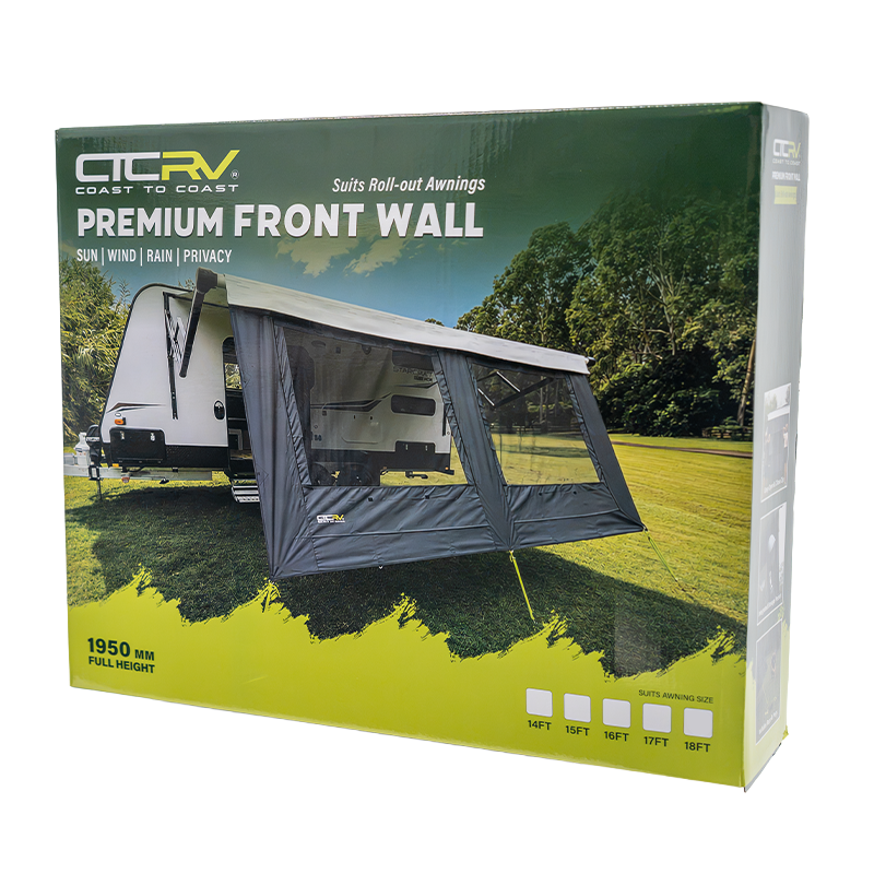 COAST RV Premium 14FT Awning Sunscreen Front Wall - W 4025mm x H 1950mm | Roll-Out