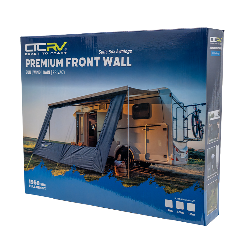 COAST RV Premium 3.0M Awning Sunscreen Front Wall - W 2850mm x H 1950mm | Box Awn