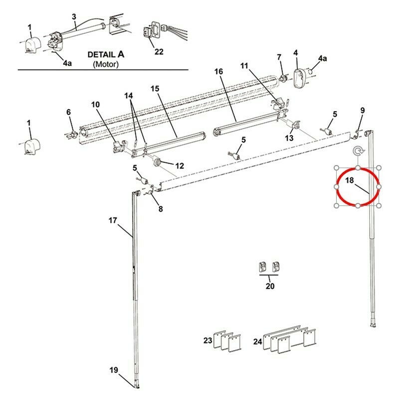CAREFREE FREEDOM R/H VERTICAL SUPPORT LEG-USED W/2.44 & 2.57M. R001654-101