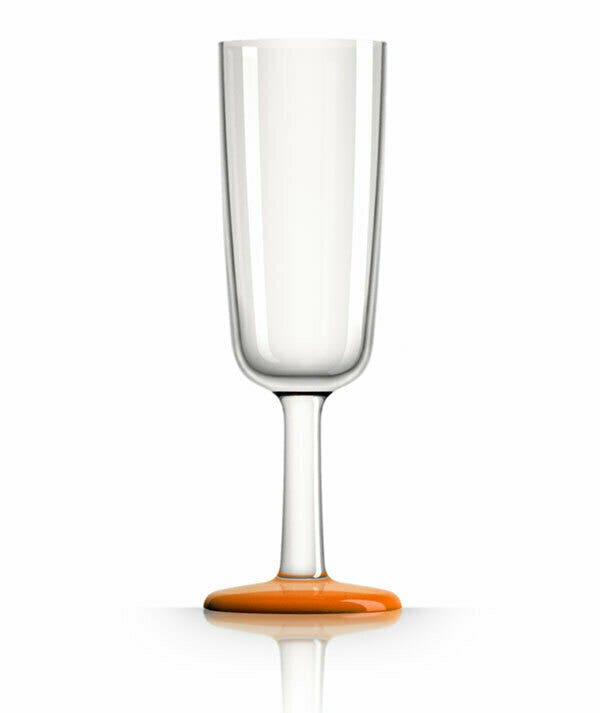 Marc Newson Tritan Flute Glass with Cadmium Orange Nonslip Base 180ml