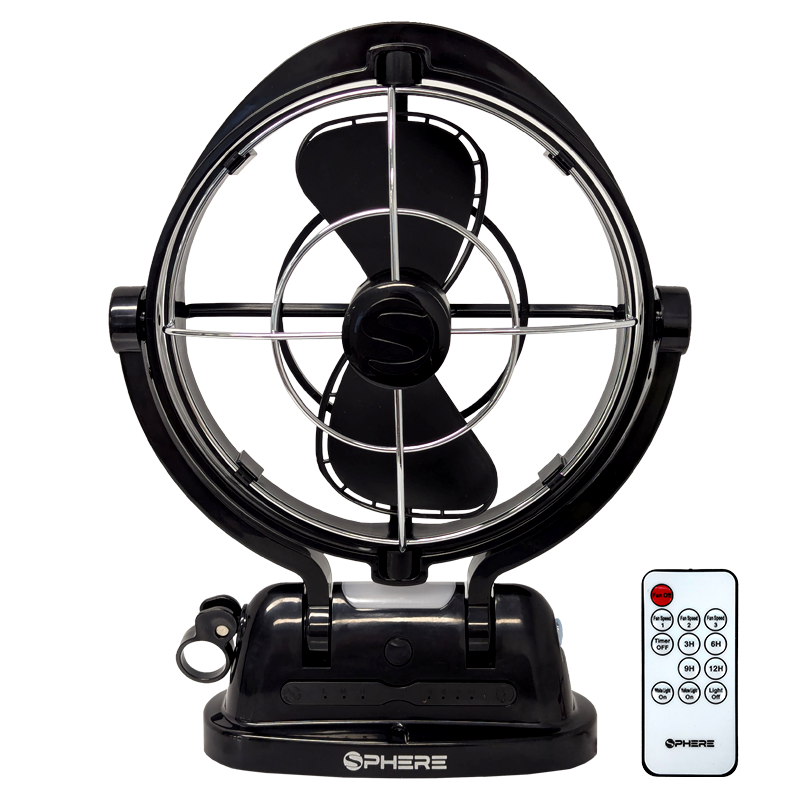 SPHERE VIENTO Fan & Light with USB A&C Outputs + Remote | Black