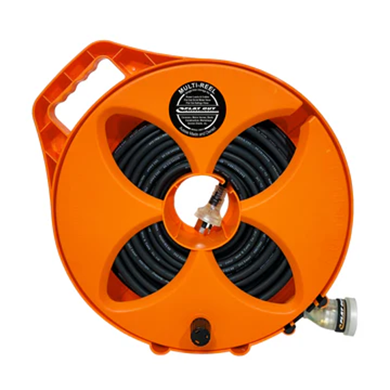 FLAT-OUT 20m 15amp Ext Lead Ex-H-Duty (2.5mm² Core) on Multi-Reel - ORANGE. M2015HS