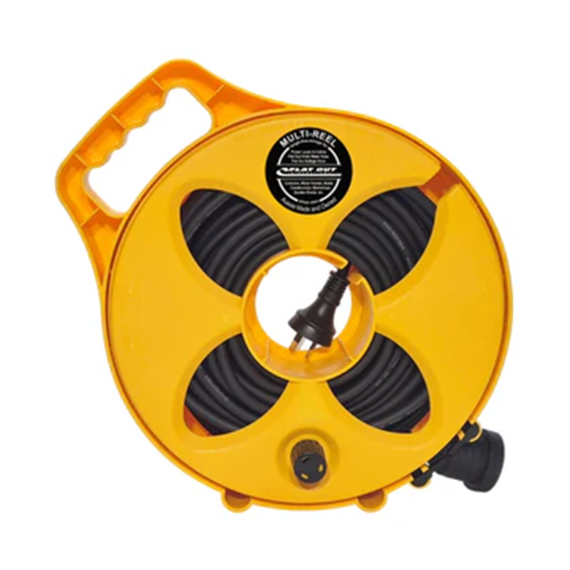 FLAT-OUT 15m 10amp Ext Lead on Compact  Multi-Reel - AUSSIE GOLD. C1510A
