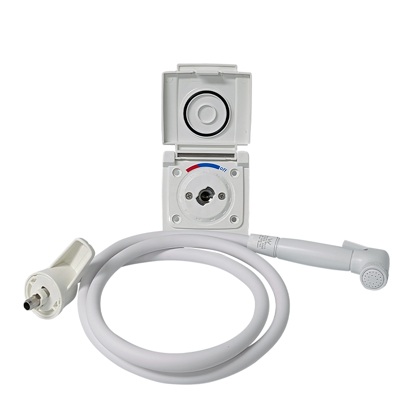 CTCRV External Shower Point White Kit with 1.5m Hose and Shower Head/Trigger Nozzle