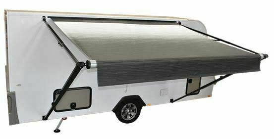 Carefree 14ft LED Triple Black Shale Fade  Awning (No Arms/Legs).c/w Black Caps