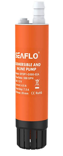 SEAFLO – 500 GPH Submersible/Inline Combo 12V Water Pump. SFSP1-G500-02B