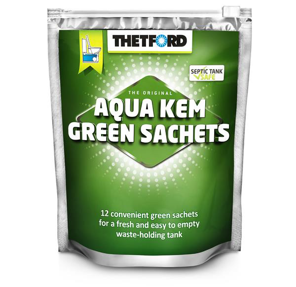 THETFORD AQUA KEM GREEN ZIP BAG 12 SACHETS