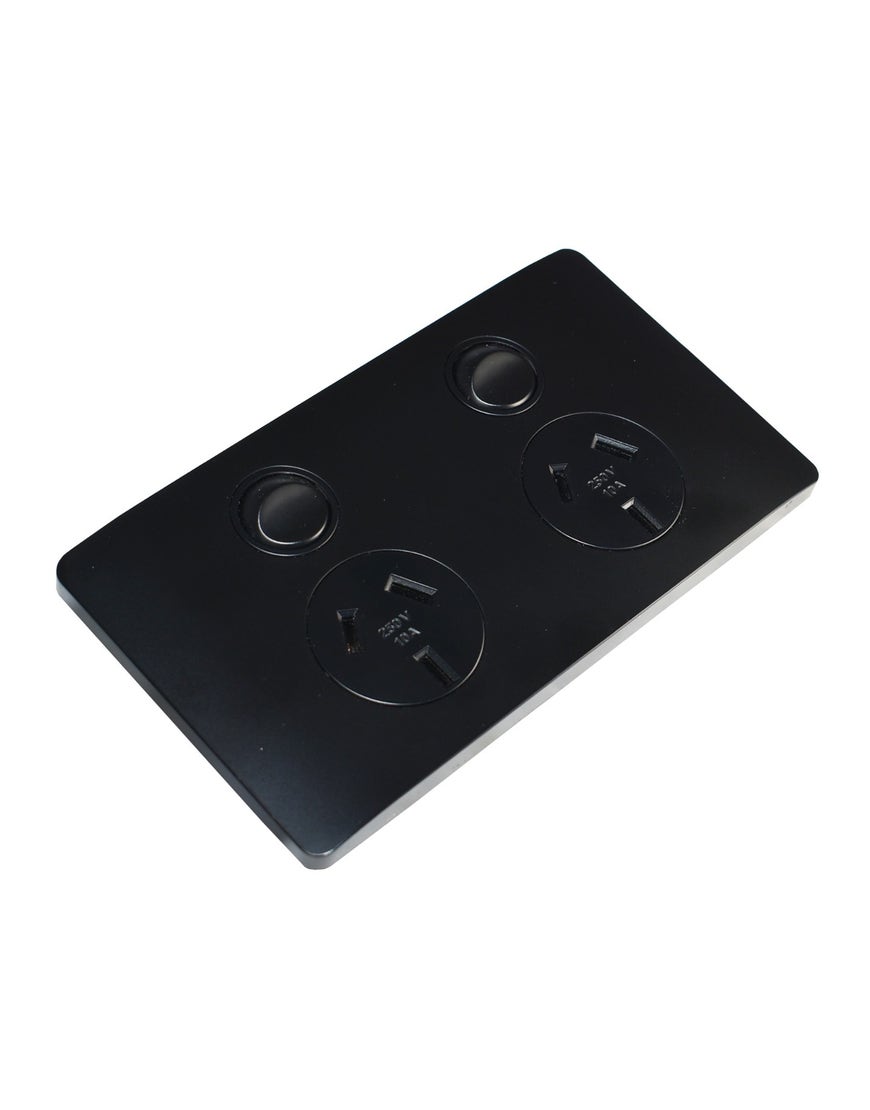 Cms Outlets CMS POWER OUTLET DOUBLE BLACK. J17.2BK RV Parts