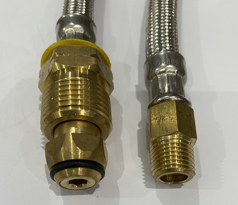 8MM S/S FLEXIBLE HOSE 900MM FOR SINGLE BOTTLE REGULATOR KITS. FPT1504