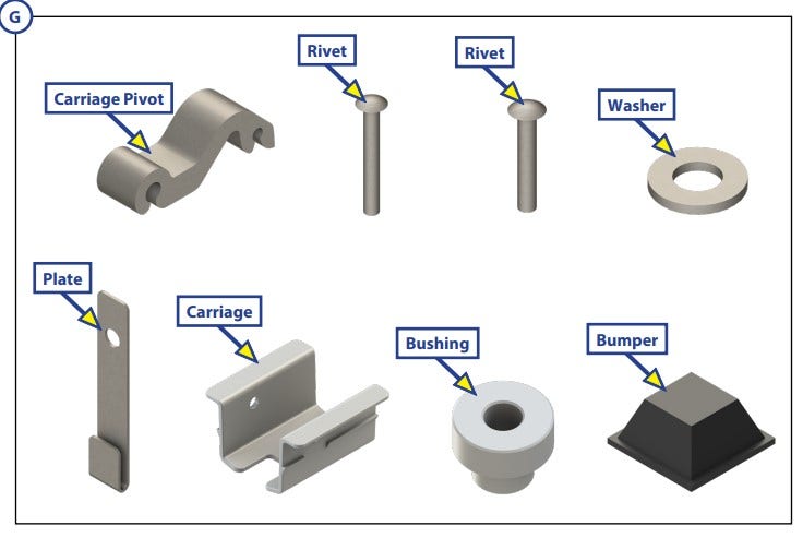 Lippert SOLERA Awning Parts - BLACK Elbow Slider Kit (G). 810877 